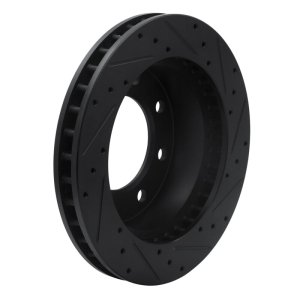 Cadillac DeVille Brake Rotor (1) - Front Left - R1 Concepts - Drilled & Slotted - Black - `99-`20